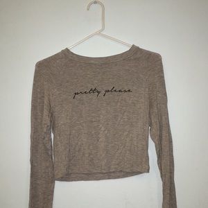 Long Sleeved Graphic “Pretty Please” Crop Top